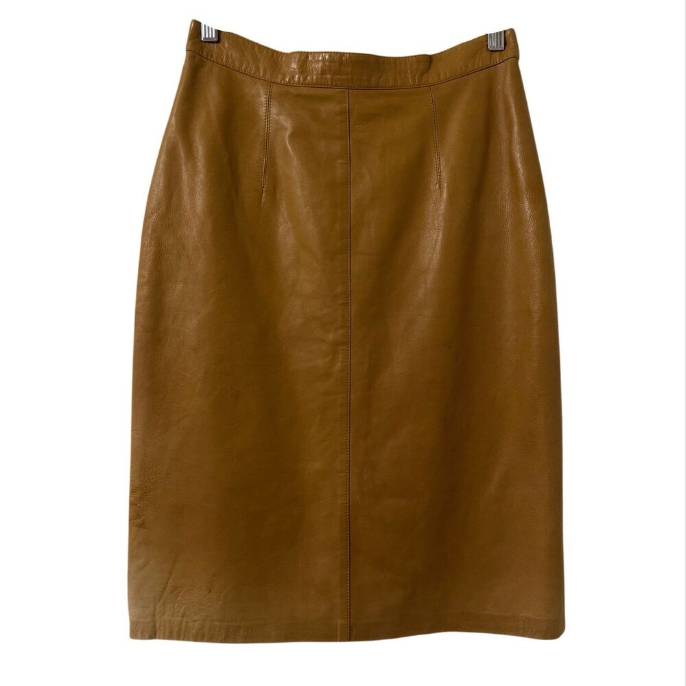 VTG Feline Faux Leather‎ Pencil Skirt Size 6 Flawed Academia Minimalist